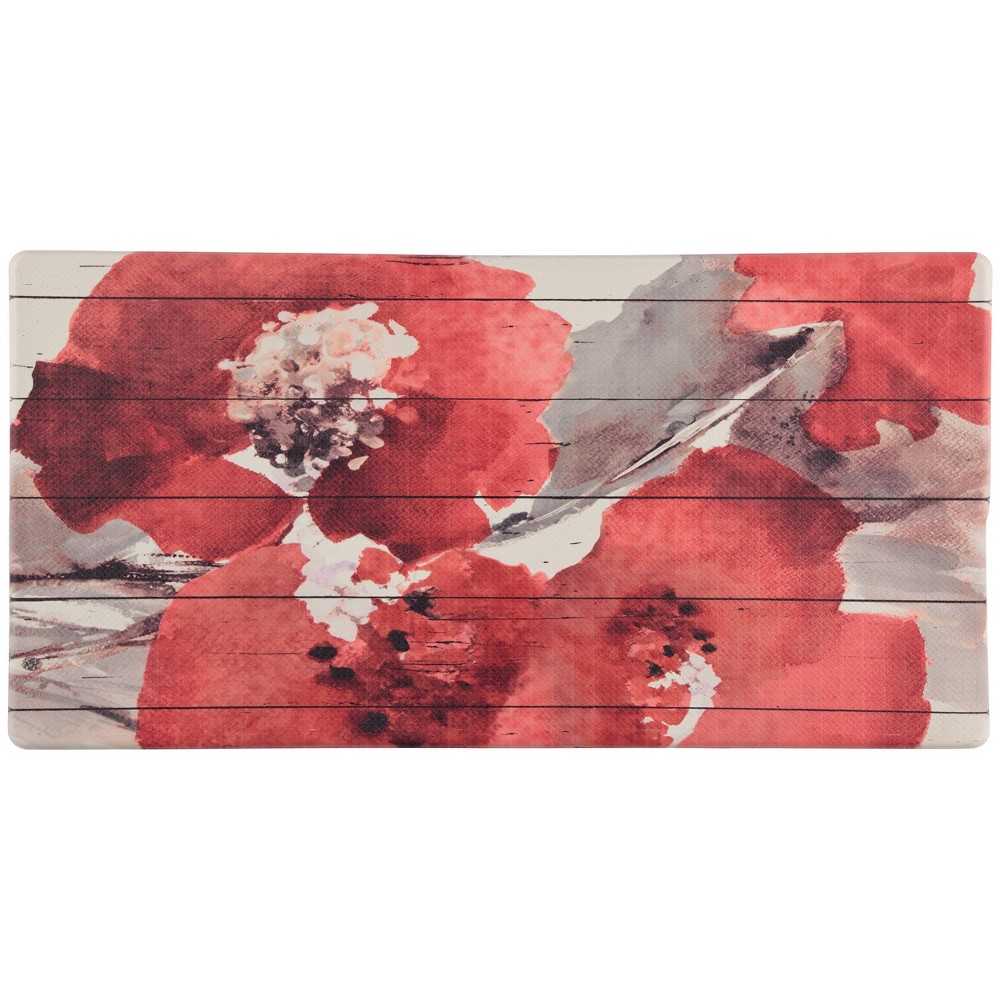 39" x 20" PVC Floral Anti-Fatigue Kitchen Floor Mat - J&V Textiles: Comfort Rug, Stain-Resistant, Indoor/Outdoor Use