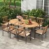 Tangkula 9 PCS Patio Dining Set Table w/ Acacia Wood Top & Umbrella Hole Metal Frame - 2 of 4