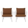 Outdoor Patio Club Chairs Set of 2, Slatted Armchairs with Beige Cushions, Modern Polypropylene Lounge Seating for Garden, Balcony-The Pop Home - 2 of 4