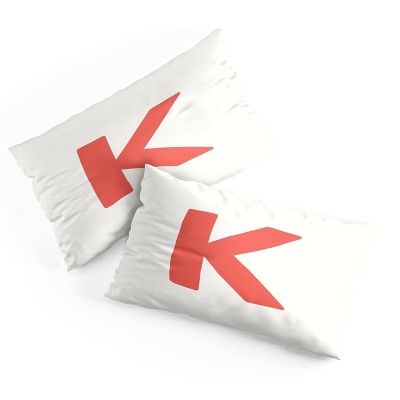 Deny Designs King April Lane Art Block Red Monogram K Microfiber Printed Pillow Sham