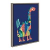 Kate and Laurel Sylvie Mid Century Modern Dino Blue Framed Canvas by Rachel Lee of My Dream Wall, 18x24, Gray - 2 of 4