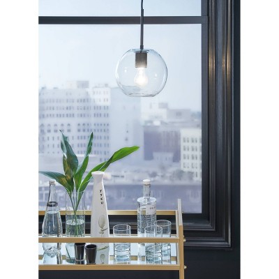 Antiqued Black Glass Globe Pendant Light