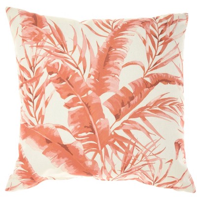 18"x18" Reversible Indoor/Outdoor Banana Leaf and Chevron Print Square Throw Pillow - Mina Victory