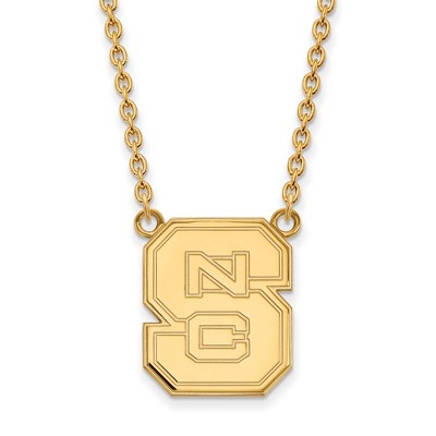 Black Bow Jewelry 14k Yellow Gold North Carolina State Wolfpack NCAA Necklace 18 Inch