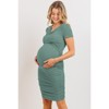 Hello Miz Women's Short Sleeve V Neck Wrap Fitted Maternity Dress - 2 of 4