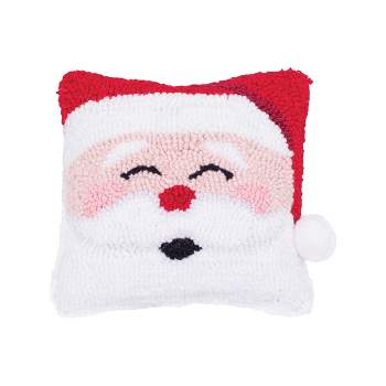 C&F Home 8" x 8" Happy Santa Hooked Petite  Size Christmas Holiday Petite  Size Accent Throw  Pillow