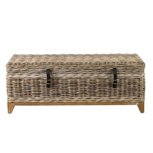 East at Main Bayside Hand Woven Coffee Table with Storage Brown - 1 of 4