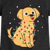 Girls' - Instant Message - Dog with Christmas Lights Fitted Short Sleeve Graphic T-Shirt - 2 of 4