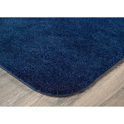 Navy Nylon Traditional Washable Bathroom Rug Set