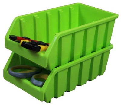 Set of 4 Plastic Storage Stacking Bins 