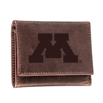 Evergreen NCAA Minnesota Golden Gophers Brown Leather Trifold Wallet Officially Licensed with Gift Box