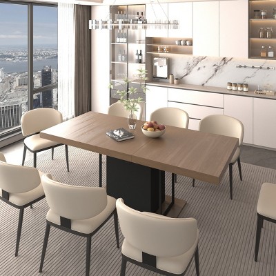 Modern Wooden Extendable Kitchen Dining Table,4-10 Seater Rectangular Expandable Large Side Table For Dining Room Office-Coolbibila