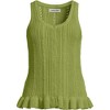 Lands' End Women's Cotton Boucle Ruffle Hem Sleeveless Sweater - 3 of 4