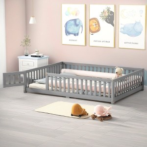 ROOMTEC Floor Bed with Safety Guardrails and Door for Kids - 1 of 4