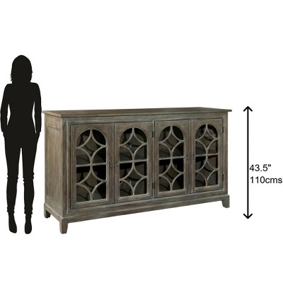 Gray Transitional Wood Entertainment Console with Cabinet