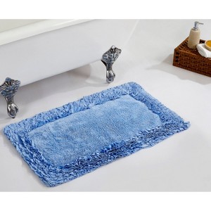 Shaggy Border Collection Bath Rug 100% Cotton Tufted Weave Ruffle Border Pattern Bathroom Rug for Machine Washable Bath Mat - 1 of 4