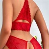 Clotth Women's Lace Teddy Bodysuit for Christmas - V Neck One Piece Babydoll with Underwire, Charming Babydoll, Teddy Snap Crotch Lingerie, Red - 2 of 4