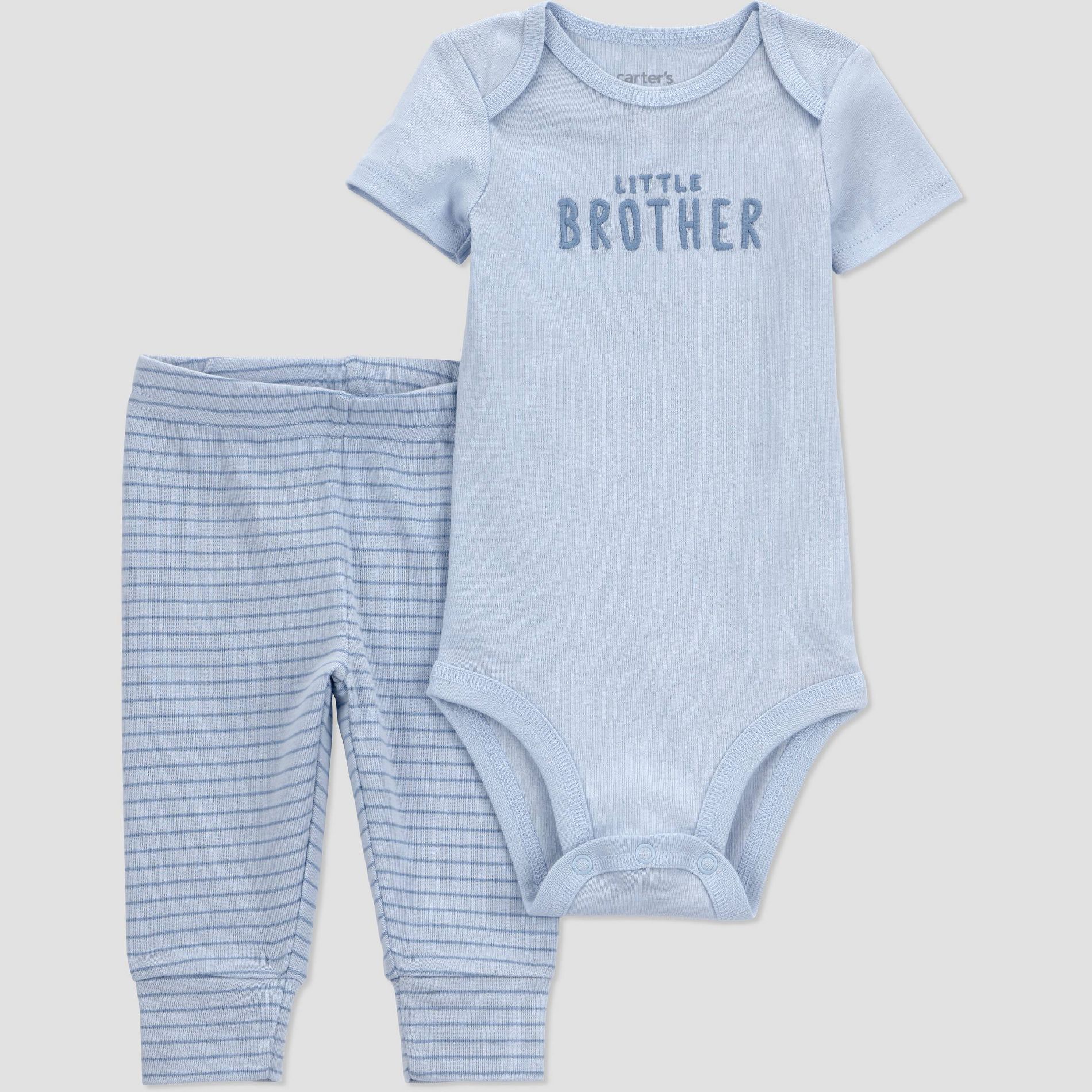 Carter's Just One You® Baby Boys' 2pc Little Brother Top and Pants Set - Blue Newborn