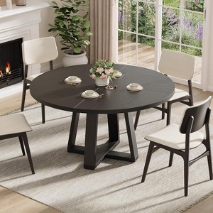 47In Round Dining Table, Kitchen Table with Sturdy Cross-Shaped Base & Adjustable Foot Pads for Dining Room, Kitchen, Living Room(Table Only) - 1 of 4
