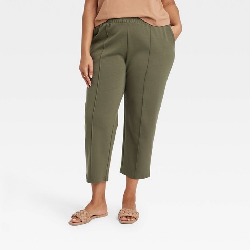 Women's High-rise Regular Fit Tapered Ankle Knit Pants - A New Day™ Olive  Xxl : Target
