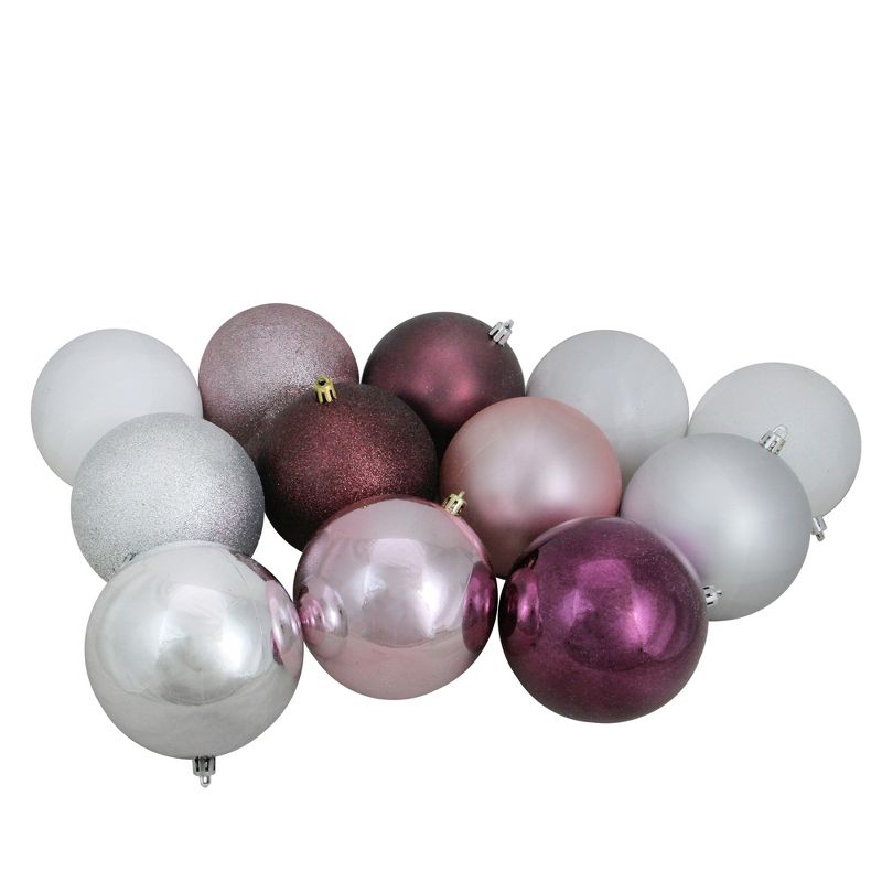 Northlight 32ct Shatterproof 3-Finish Christmas Ball Ornament Set 3.25" - Pink/Silver, 1 of 3