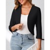 Womens Cropped Blazer Casual Business 3/4 Sleeve Collarless Open Front Cardigan Work Jacket Shrug - 3 of 4