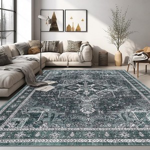 Fulvari Area Rugs for Living Room Machine Washable Non Slip Vintage Retro Rugs Low Pile Lightweight Chenille Print Rug - 1 of 4