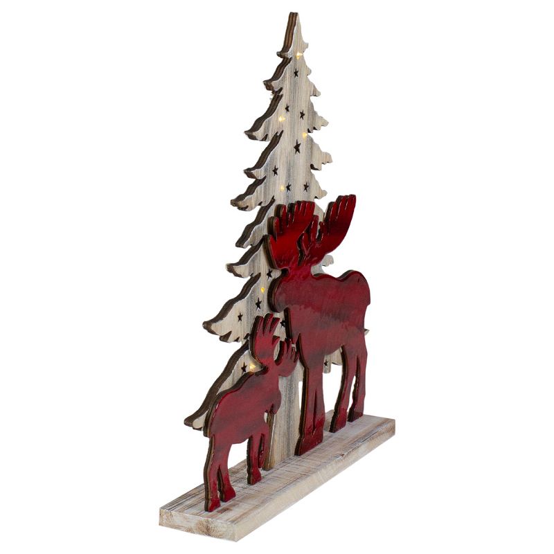 Northlight 13.5" Lighted Red Moose and Christmas Tree Wooden LED Battery Operated Decoration, 2 of 5