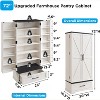 SinCiDo 72" Farmhouse Storage Cabinet, Kitchen Storage Upright Cabinet, w/ 2 Barn Doors & Adjustable Shelves, a Drawers,Multi Functional Large Cabinet - 3 of 4