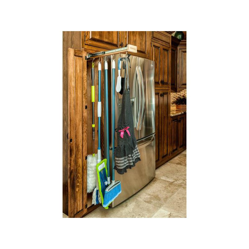 Rev-A-Shelf 22" Pull Out Kitchen Cabinet Pantry Organizer with 7 Hanging Hooks with Ball Bearing Slide System, Maple Wood, GLD-W22-SC-7, 5 of 7
