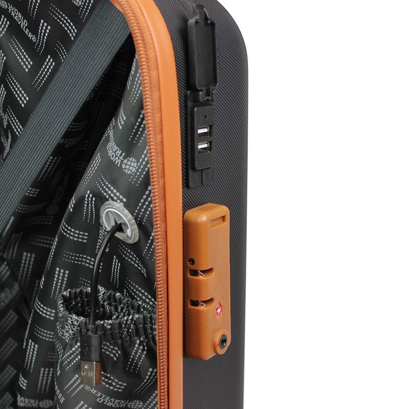 World Traveler Garland Hardside 3-Piece Luggage Set With USB Port, 5 of 8