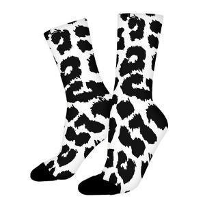 White Leopard Women Printed Crew Socks Funny Funky Socks Soft Polyester Novelty Gifts for Artists Men - 1 of 1