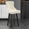 CAVINAS Velvet Swivel Bar Stools with Nailhead Design and Solid Wood Legs, 360-Degree Rotation, for Home Bar, Kitchen Island, Set of 2 - 2 of 4
