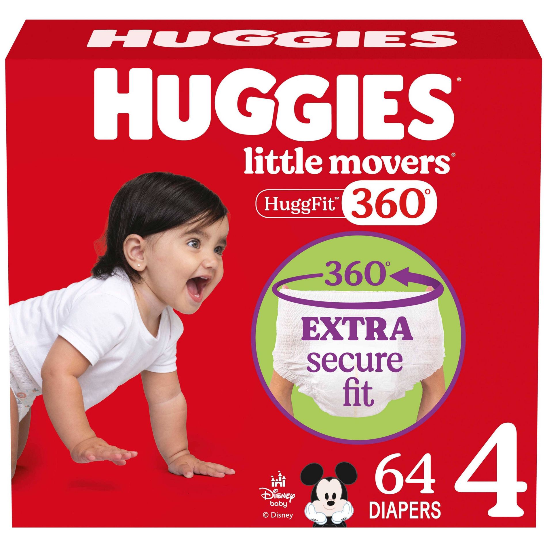 Huggies Little Movers HuggFit 360 Pull On Diapers - Size 4 - 64ct