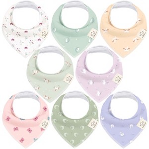 8pk Organic Baby Bandana Bibs, Baby Drool Bibs for Baby Boy, Girl, Baby Bibs for Infant, Newborn - 1 of 4