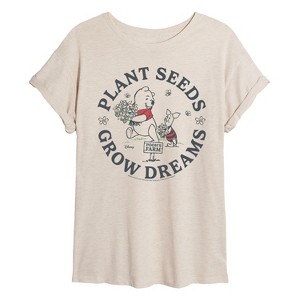 Women's - Winnie The Pooh - Poohs Farm Plant Seeds Oversized Graphic T-Shirt - 1 of 4