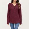 Anna-Kaci Women's Long Sleeve Ribbed Knit Top with Button Front Detail and Curved Hem - 3 of 4