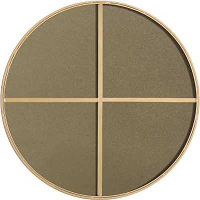 Contemporary Round Metal Frame Mirror 36" Black Finish