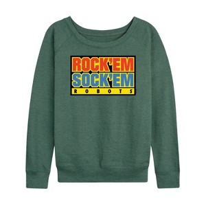 Women's - Rock 'Em Sock 'Em Robots - Rock 'Em Sock 'Em Logo Lightweight French Terry Wide Neck Long Sleeve Shirt - 1 of 4