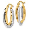 Black Bow Jewelry 3mm Polished Crossover Oval Hoop Earrings in 14k Two Tone Gold, 20mm - 2 of 4