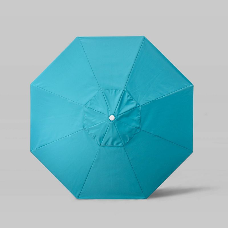9' Sunbrella Scallop Base Fringe Market Patio Umbrella with Crank Lift - White Pole - California Umbrella, 4 of 5
