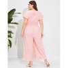 Clearlove Plus Size Loose Jumpsuits for Women Casual Wide Leg Pants Floral Jumpsuits Short Sleeve One Piece Outfit - 4 of 4
