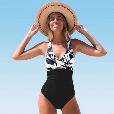 Women's Floral One Piece Swimsuit Crisscross Wrapped Back Tie Bathing Suit - Cupshe