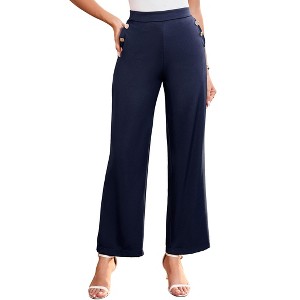 Clearlove Women Casual Wide Straight Leg Trousers Business Dress Pants - 1 of 4