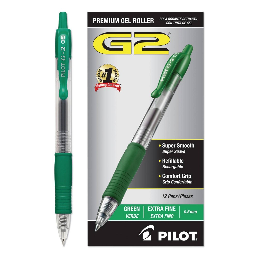UPC 072838310057 product image for Pilot G-2 Gel Ink Pen, 0.5mm Extra Fine - Green Ink (12 Per Pack) | upcitemdb.com