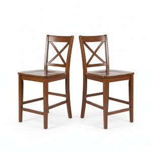 Jofran, Simplicity Solid Wood Classic X-Back Counter Stool (Set of 2) - 1 of 4