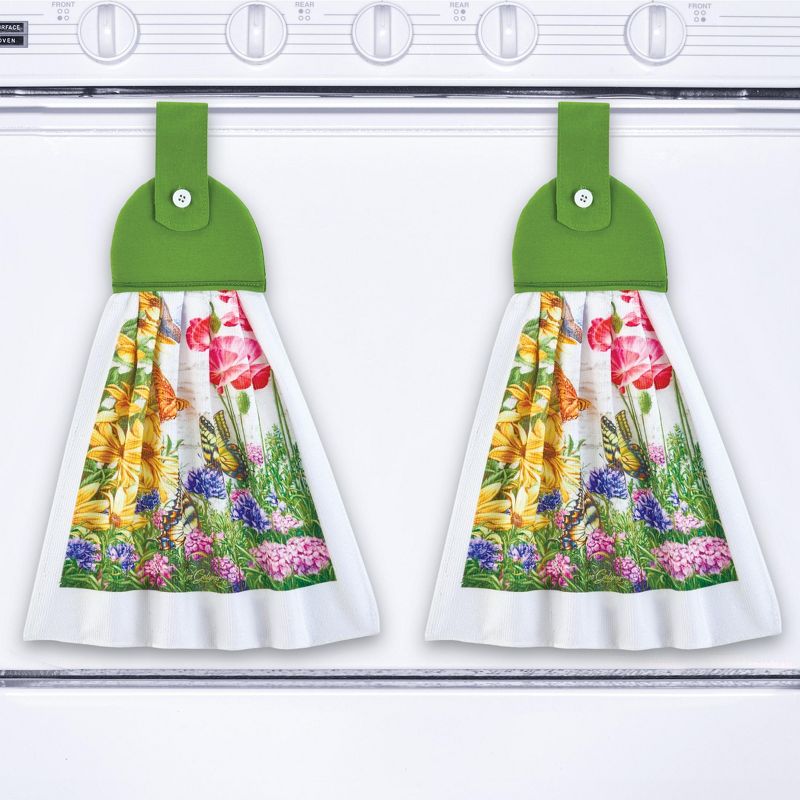 Collections Etc Set of 2 Butterfly Garden Hanging Kitchen Towels, 2 of 4