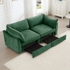 2-Seater Storage Sofa, Chenille Loveseat with Pull-Out Drawers Under Each Seat, Space-Saving Design for Small Living Rooms - 2 of 4