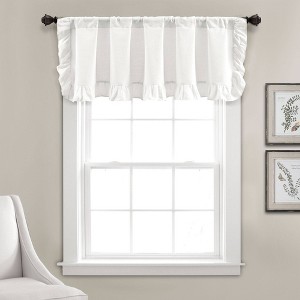 52"x18" Linen Ruffle Window Valance White - Lush Décor: Solid Cotton Rod Pocket for Bedroom - 1 of 4