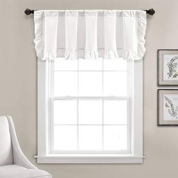 52"x18" Linen Ruffle Window Valance White - Lush Décor
